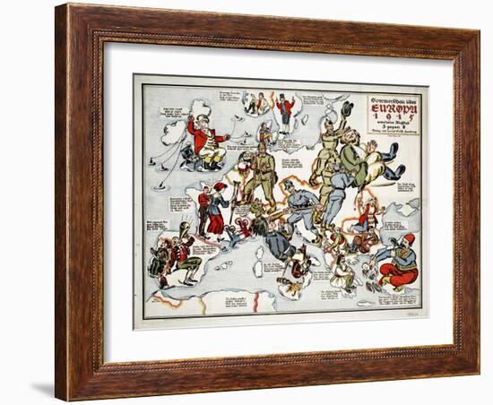 Satirical Map - Summer Review of Europe, 1915-Lucas Gräfe-Framed Giclee Print