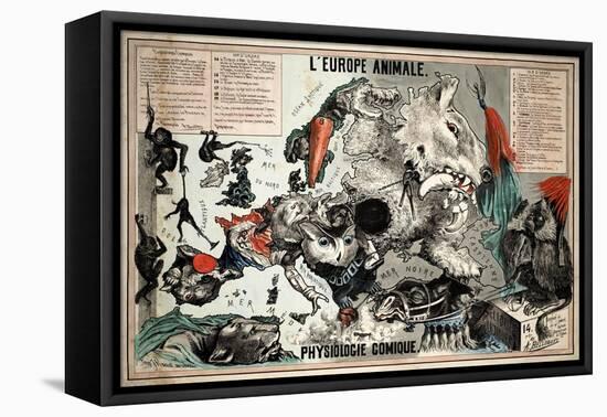 Satirical Map - The European Animal - Comical Physiology-A. Belloquet-Framed Premier Image Canvas