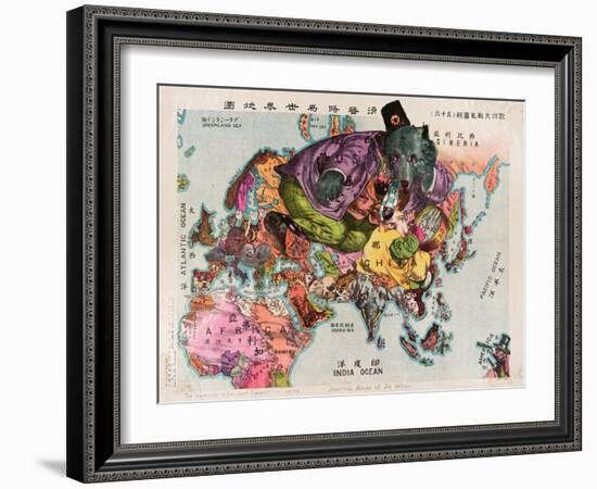 Satirical Map - The Illustration of the Great European War-Tanaka Ryozo-Framed Giclee Print