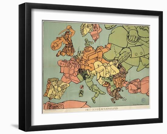 Satirical Map - The Insane Asylum-Louis Raemaekers-Framed Giclee Print