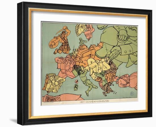 Satirical Map - The Insane Asylum-Louis Raemaekers-Framed Giclee Print