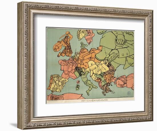 Satirical Map - The Insane Asylum-Louis Raemaekers-Framed Giclee Print