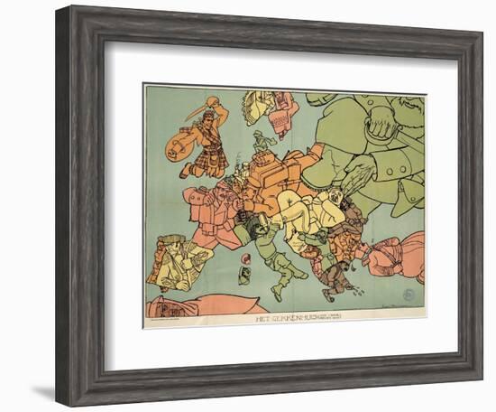 Satirical Map - The Insane Asylum-Louis Raemaekers-Framed Giclee Print