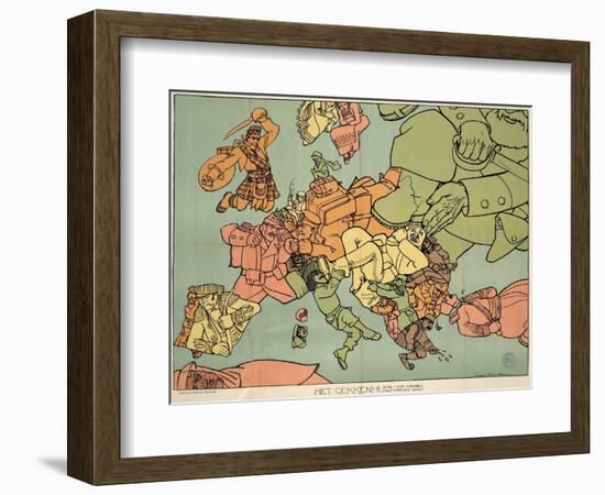 Satirical Map - The Insane Asylum-Louis Raemaekers-Framed Giclee Print