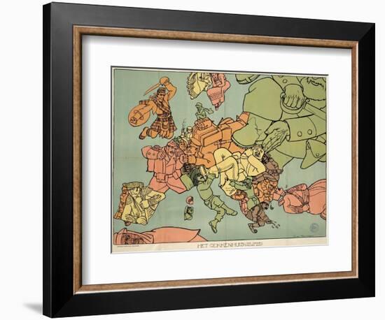 Satirical Map - The Insane Asylum-Louis Raemaekers-Framed Giclee Print