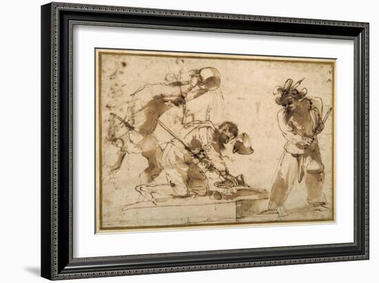 Satirical Subject with Characters from the Commedia Dell'Arte-Guercino (Giovanni Francesco Barbieri)-Framed Giclee Print