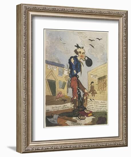 Satirical View of the Free- Born Englishman Following the Peterloo Massacre-George Cruikshank-Framed Art Print