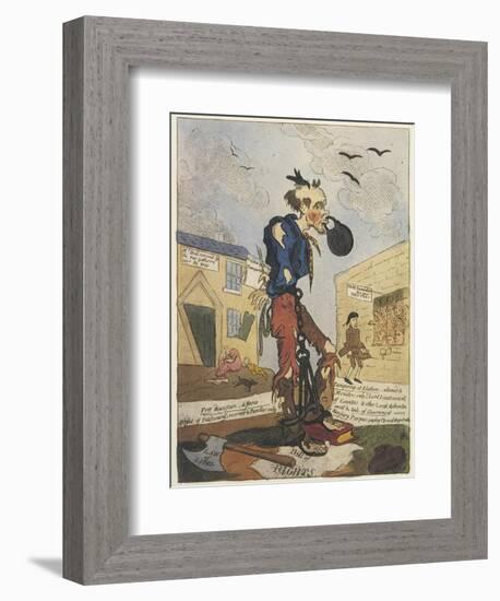 Satirical View of the Free- Born Englishman Following the Peterloo Massacre-George Cruikshank-Framed Art Print