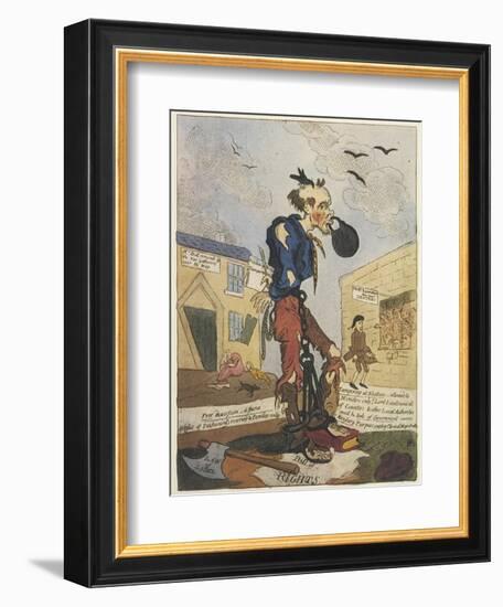 Satirical View of the Free- Born Englishman Following the Peterloo Massacre-George Cruikshank-Framed Art Print