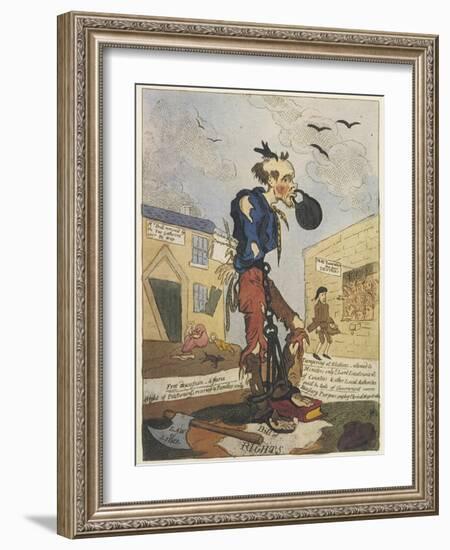 Satirical View of the Free- Born Englishman Following the Peterloo Massacre-George Cruikshank-Framed Art Print