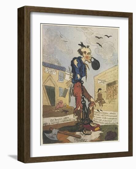 Satirical View of the Free- Born Englishman Following the Peterloo Massacre-George Cruikshank-Framed Art Print