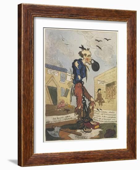 Satirical View of the Free- Born Englishman Following the Peterloo Massacre-George Cruikshank-Framed Art Print