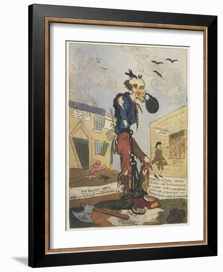 Satirical View of the Free- Born Englishman Following the Peterloo Massacre-George Cruikshank-Framed Art Print