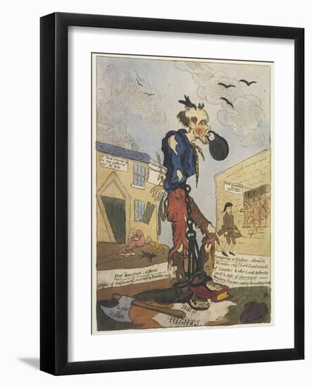 Satirical View of the Free- Born Englishman Following the Peterloo Massacre-George Cruikshank-Framed Art Print