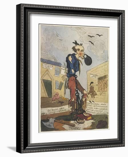 Satirical View of the Free- Born Englishman Following the Peterloo Massacre-George Cruikshank-Framed Art Print