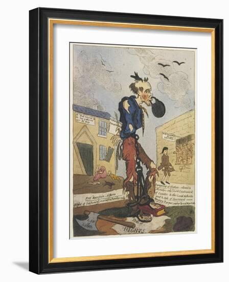 Satirical View of the Free- Born Englishman Following the Peterloo Massacre-George Cruikshank-Framed Art Print