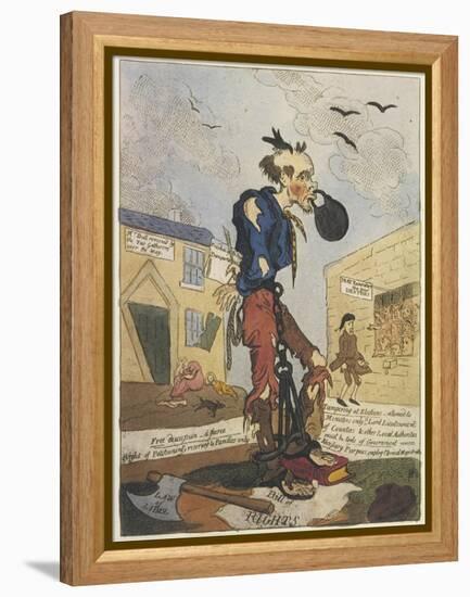 Satirical View of the Free- Born Englishman Following the Peterloo Massacre-George Cruikshank-Framed Stretched Canvas
