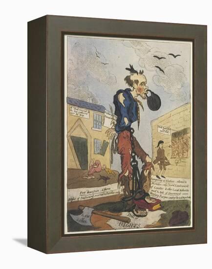 Satirical View of the Free- Born Englishman Following the Peterloo Massacre-George Cruikshank-Framed Stretched Canvas