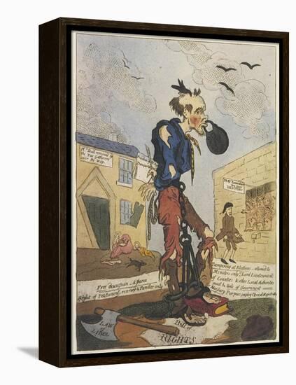 Satirical View of the Free- Born Englishman Following the Peterloo Massacre-George Cruikshank-Framed Stretched Canvas