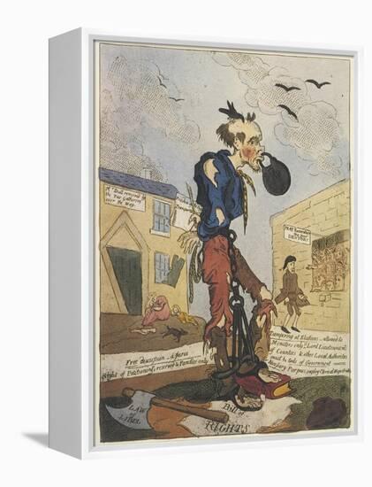 Satirical View of the Free- Born Englishman Following the Peterloo Massacre-George Cruikshank-Framed Stretched Canvas