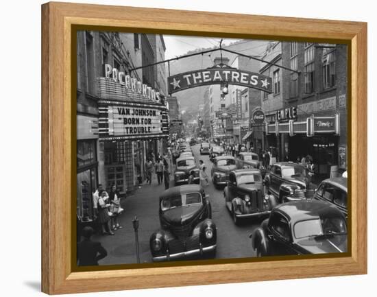 Saturday Afternoon Street Scene in Welch, the County Seat of Mcdowell County, West Virginia-null-Framed Stretched Canvas