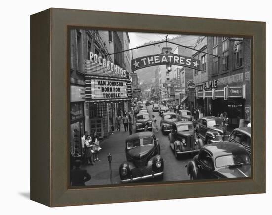 Saturday Afternoon Street Scene in Welch, the County Seat of Mcdowell County, West Virginia-null-Framed Stretched Canvas