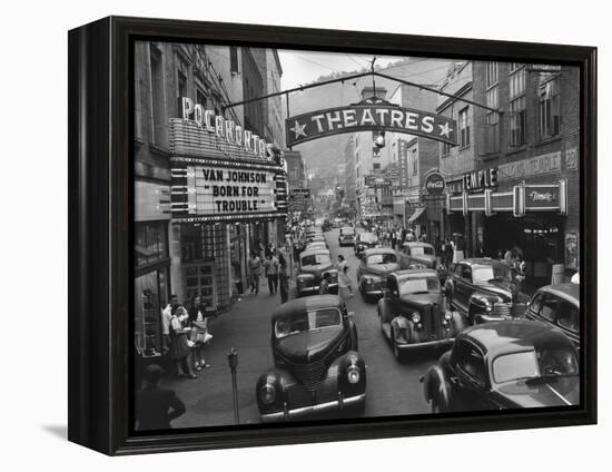 Saturday Afternoon Street Scene in Welch, the County Seat of Mcdowell County, West Virginia-null-Framed Stretched Canvas