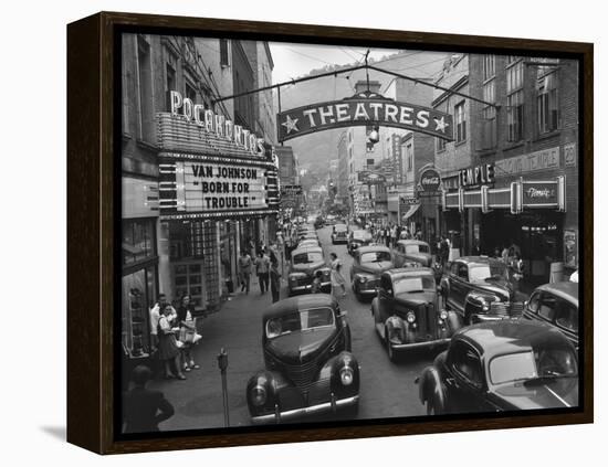 Saturday Afternoon Street Scene in Welch, the County Seat of Mcdowell County, West Virginia-null-Framed Stretched Canvas