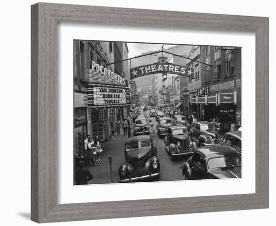 Saturday Afternoon Street Scene in Welch, the County Seat of Mcdowell County, West Virginia-null-Framed Photo