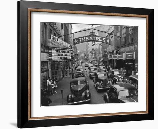 Saturday Afternoon Street Scene in Welch, the County Seat of Mcdowell County, West Virginia-null-Framed Photo