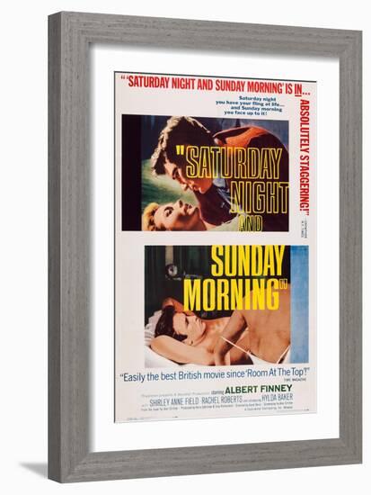 Saturday Night and Sunday Morning, Top and Bottom Inserts: Albert Finney, 1960-null-Framed Premium Giclee Print