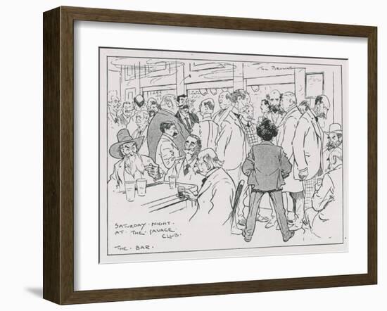 Saturday Night at the Savage Club Bar-Tom Browne-Framed Giclee Print