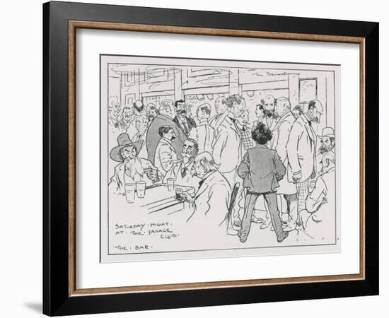 Saturday Night at the Savage Club Bar-Tom Browne-Framed Giclee Print