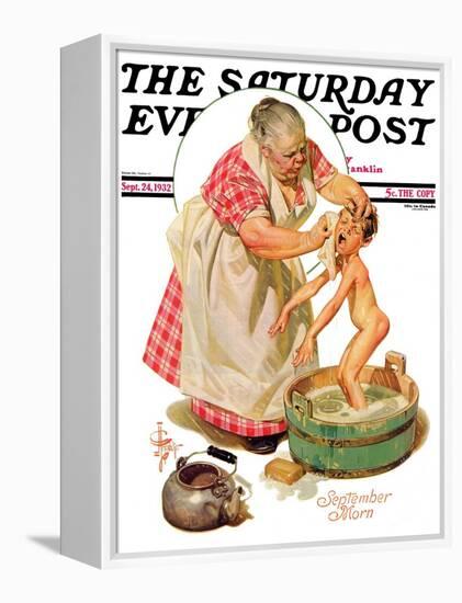 "Saturday Night Bath," Saturday Evening Post Cover, September 24, 1932-Joseph Christian Leyendecker-Framed Premier Image Canvas