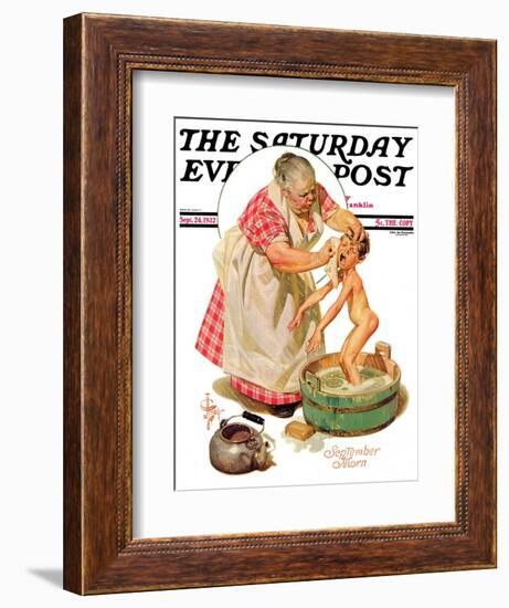 "Saturday Night Bath," Saturday Evening Post Cover, September 24, 1932-Joseph Christian Leyendecker-Framed Giclee Print