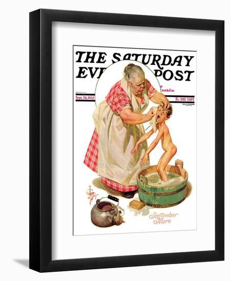 "Saturday Night Bath," Saturday Evening Post Cover, September 24, 1932-Joseph Christian Leyendecker-Framed Giclee Print