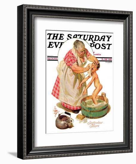 "Saturday Night Bath," Saturday Evening Post Cover, September 24, 1932-Joseph Christian Leyendecker-Framed Giclee Print