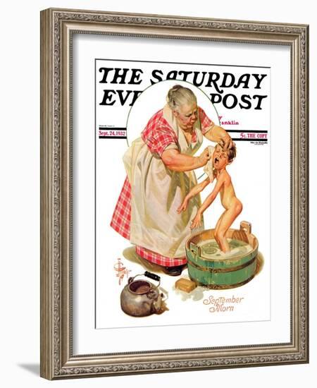 "Saturday Night Bath," Saturday Evening Post Cover, September 24, 1932-Joseph Christian Leyendecker-Framed Giclee Print