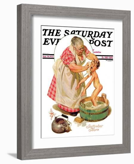 "Saturday Night Bath," Saturday Evening Post Cover, September 24, 1932-Joseph Christian Leyendecker-Framed Giclee Print