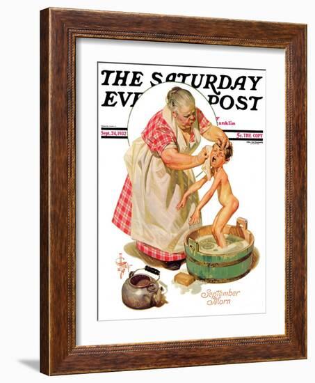 "Saturday Night Bath," Saturday Evening Post Cover, September 24, 1932-Joseph Christian Leyendecker-Framed Giclee Print