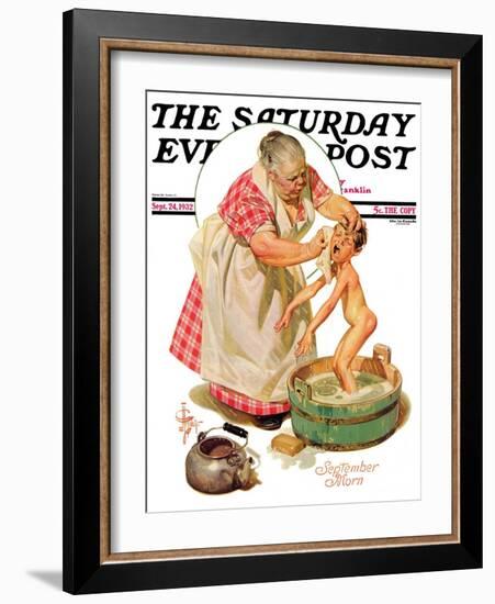 "Saturday Night Bath," Saturday Evening Post Cover, September 24, 1932-Joseph Christian Leyendecker-Framed Giclee Print