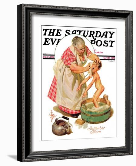 "Saturday Night Bath," Saturday Evening Post Cover, September 24, 1932-Joseph Christian Leyendecker-Framed Giclee Print