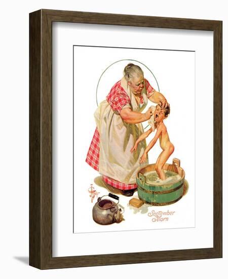 "Saturday Night Bath,"September 24, 1932-Joseph Christian Leyendecker-Framed Giclee Print