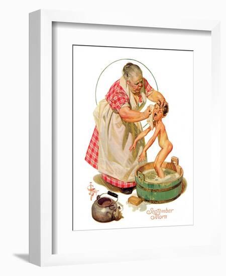 "Saturday Night Bath,"September 24, 1932-Joseph Christian Leyendecker-Framed Giclee Print