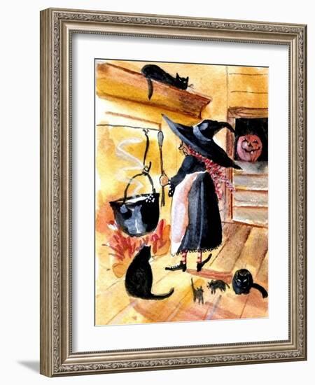 Saturday Night Supper Witch-sylvia pimental-Framed Art Print