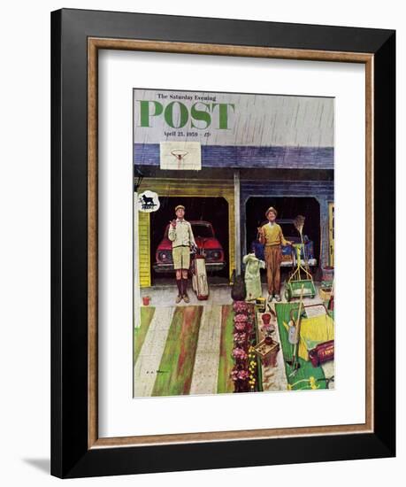 "Saturday Rain" Saturday Evening Post Cover, April 25, 1959-Earl Mayan-Framed Giclee Print