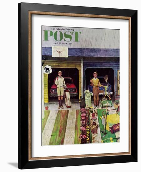 "Saturday Rain" Saturday Evening Post Cover, April 25, 1959-Earl Mayan-Framed Giclee Print