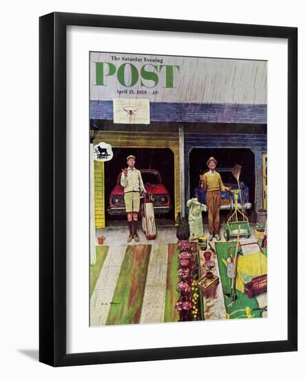 "Saturday Rain" Saturday Evening Post Cover, April 25, 1959-Earl Mayan-Framed Giclee Print