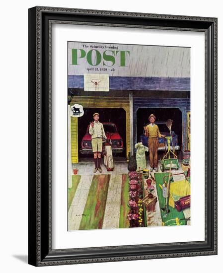 "Saturday Rain" Saturday Evening Post Cover, April 25, 1959-Earl Mayan-Framed Giclee Print