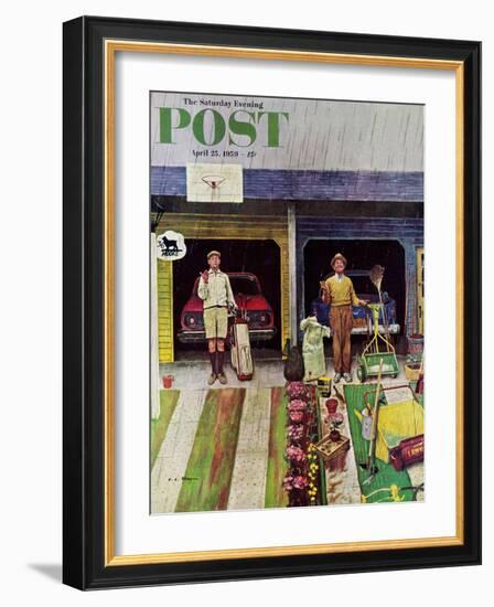 "Saturday Rain" Saturday Evening Post Cover, April 25, 1959-Earl Mayan-Framed Giclee Print